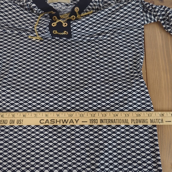 Michael Kors Black White Grommet Lace up Midi Dress - Picture 11 of 16